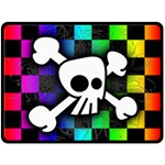 Checker Rainbow Skull Fleece Blanket (Large)