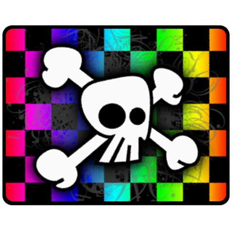 Checker Rainbow Skull Fleece Blanket (Medium) from ArtsNow.com 60 x50  Blanket Front