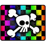 Checker Rainbow Skull Fleece Blanket (Medium)