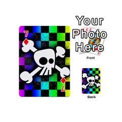 Checker Rainbow Skull Playing Cards 54 Designs (Mini) from ArtsNow.com Front - Diamond7