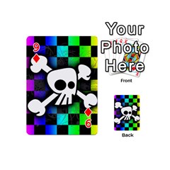 Checker Rainbow Skull Playing Cards 54 Designs (Mini) from ArtsNow.com Front - Diamond9