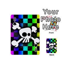 Checker Rainbow Skull Playing Cards 54 Designs (Mini) from ArtsNow.com Front - Spade8