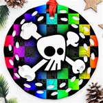 Checker Rainbow Skull Ornament (Round Filigree)