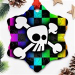 Checker Rainbow Skull Snowflake Ornament (Two Sides)