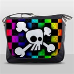 Checker Rainbow Skull Messenger Bag