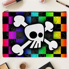 Checker Rainbow Skull Cosmetic Bag (XXXL) from ArtsNow.com Front