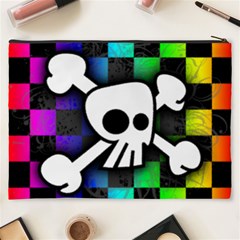 Checker Rainbow Skull Cosmetic Bag (XXXL) from ArtsNow.com Back