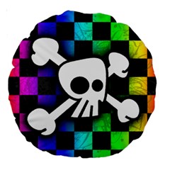 Checker Rainbow Skull Large 18  Premium Round Cushion  from ArtsNow.com Front