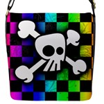 Checker Rainbow Skull Flap Closure Messenger Bag (S)