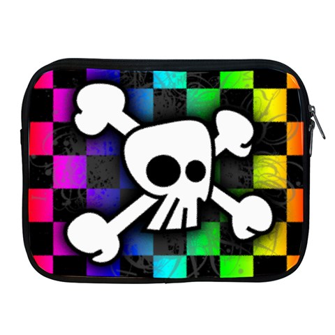Checker Rainbow Skull Apple iPad Zipper Case from ArtsNow.com Front