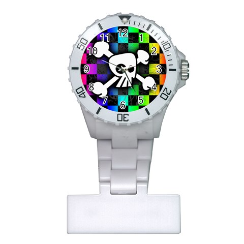 Checker Rainbow Skull Plastic Nurses Watch from ArtsNow.com Front