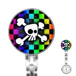 Checker Rainbow Skull Stainless Steel Nurses Watch