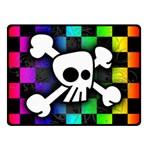 Checker Rainbow Skull Double Sided Fleece Blanket (Small)