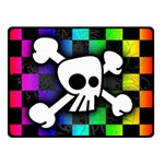 Checker Rainbow Skull Double Sided Fleece Blanket (Small)