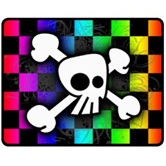 Checker Rainbow Skull Double Sided Fleece Blanket (Medium) from ArtsNow.com 58.8 x47.4  Blanket Back