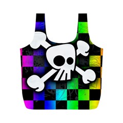 Checker Rainbow Skull Full Print Recycle Bag (M) from ArtsNow.com Back