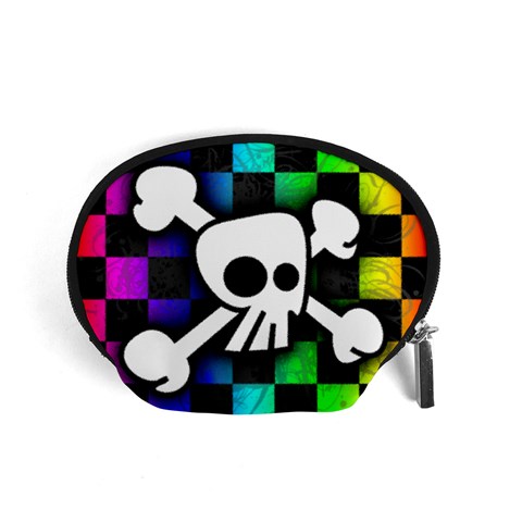 Checker Rainbow Skull Accessory Pouch (Small) from ArtsNow.com Front