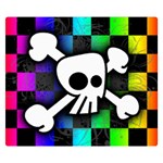 Checker Rainbow Skull Double Sided Flano Blanket (Small)