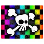 Checker Rainbow Skull Double Sided Flano Blanket (Medium)