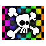 Checker Rainbow Skull Double Sided Flano Blanket (Large)