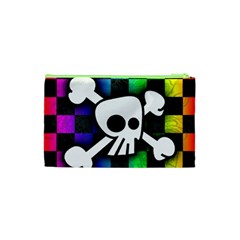 Checker Rainbow Skull Cosmetic Bag (XS) from ArtsNow.com Back