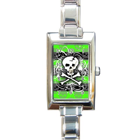 Deathrock Skull Rectangle Italian Charm Watch from ArtsNow.com Front