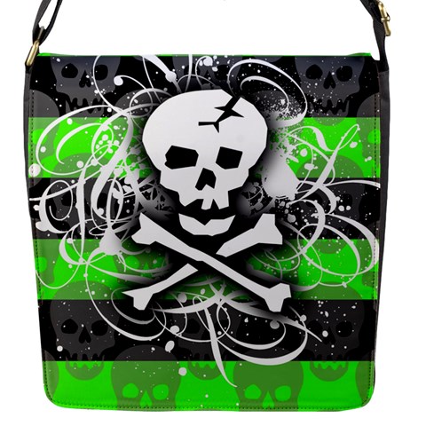 Deathrock Skull Flap Closure Messenger Bag (S) from ArtsNow.com Front