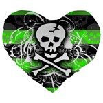 Deathrock Skull Large 19  Premium Flano Heart Shape Cushion