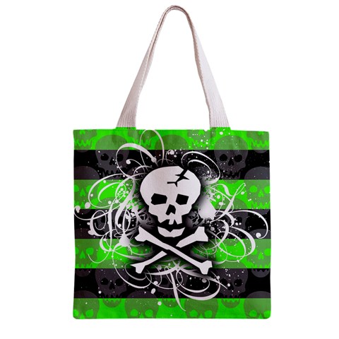 Deathrock Skull Zipper Grocery Tote Bag from ArtsNow.com Front