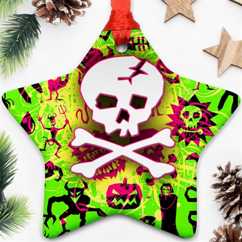 Deathrock Skull & Crossbones Ornament (Star) from ArtsNow.com Front