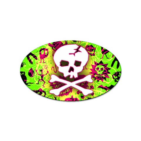 Deathrock Skull & Crossbones Sticker Oval (10 pack) from ArtsNow.com Front
