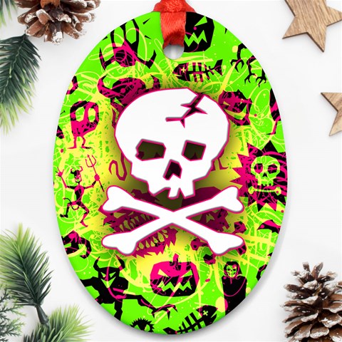Deathrock Skull & Crossbones Oval Ornament (Two Sides) from ArtsNow.com Front