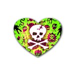 Deathrock Skull & Crossbones Rubber Heart Coaster (4 pack)