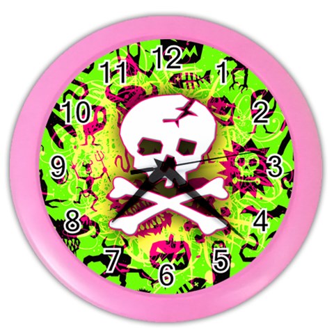 Deathrock Skull & Crossbones Color Wall Clock from ArtsNow.com Front