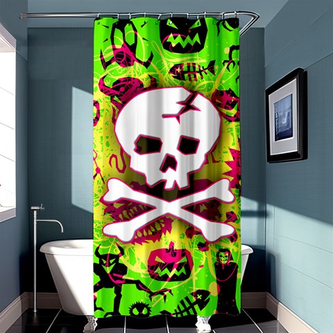 Deathrock Skull & Crossbones Shower Curtain 36  x 72  (Stall) from ArtsNow.com Curtain(36 X72 ) - 33.26 x66.24  Curtain(36 X72 )