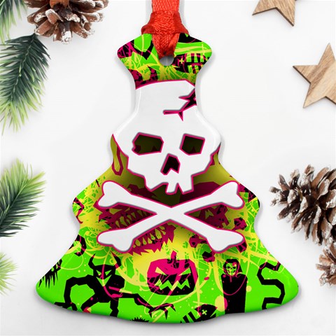 Deathrock Skull & Crossbones Christmas Tree Ornament (Two Sides) from ArtsNow.com Front