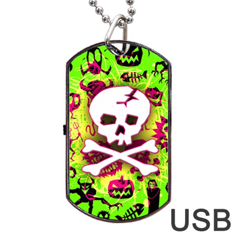 Deathrock Skull & Crossbones Dog Tag USB Flash (One Side) from ArtsNow.com Front