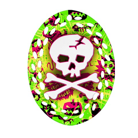 Deathrock Skull & Crossbones Oval Filigree Ornament (Two Sides) from ArtsNow.com Back