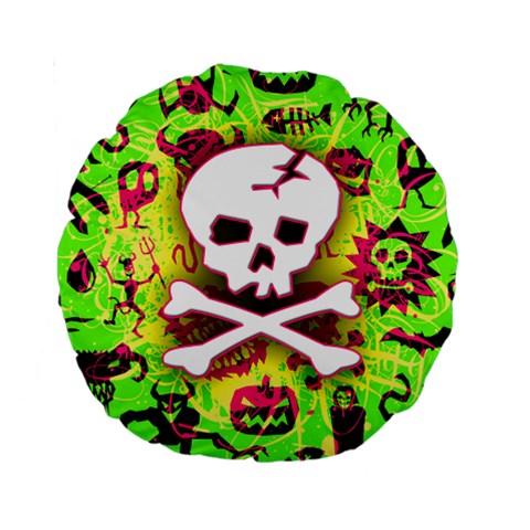 Deathrock Skull & Crossbones Standard 15  Premium Round Cushion  from ArtsNow.com Front