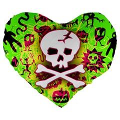 Deathrock Skull & Crossbones Large 19  Premium Heart Shape Cushion from ArtsNow.com Front