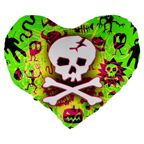Deathrock Skull & Crossbones Large 19  Premium Heart Shape Cushion from ArtsNow.com Back