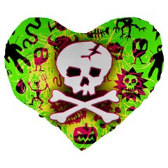 Deathrock Skull & Crossbones Large 19  Premium Heart Shape Cushion from ArtsNow.com Back