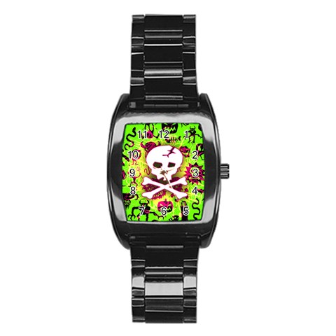 Deathrock Skull & Crossbones Stainless Steel Barrel Watch from ArtsNow.com Front
