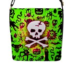 Deathrock Skull & Crossbones Flap Closure Messenger Bag (L)