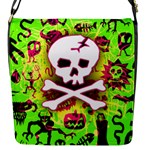 Deathrock Skull & Crossbones Flap Closure Messenger Bag (S)