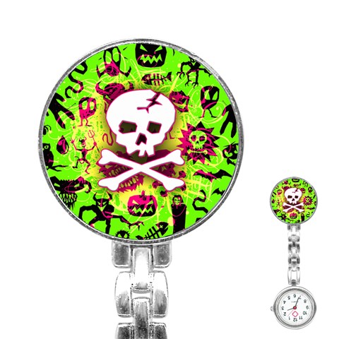 Deathrock Skull & Crossbones Stainless Steel Nurses Watch from ArtsNow.com Front