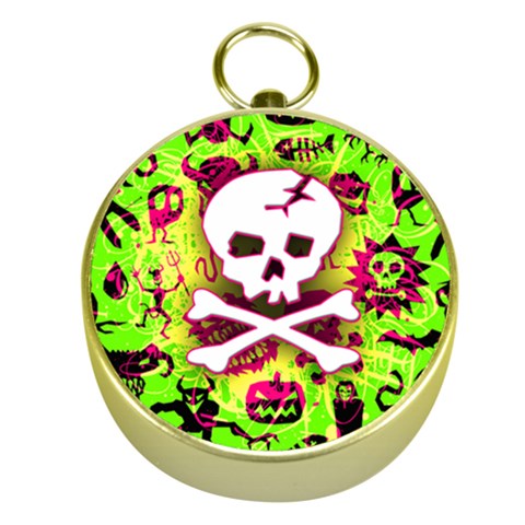 Deathrock Skull & Crossbones Gold Compass from ArtsNow.com Front