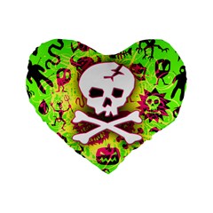 Deathrock Skull & Crossbones Standard 16  Premium Flano Heart Shape Cushion  from ArtsNow.com Front
