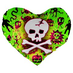 Deathrock Skull & Crossbones Large 19  Premium Flano Heart Shape Cushion from ArtsNow.com Front