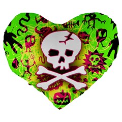 Deathrock Skull & Crossbones Large 19  Premium Flano Heart Shape Cushion from ArtsNow.com Back